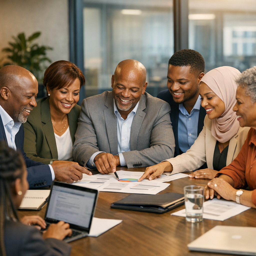 Professional business consultation with diverse team